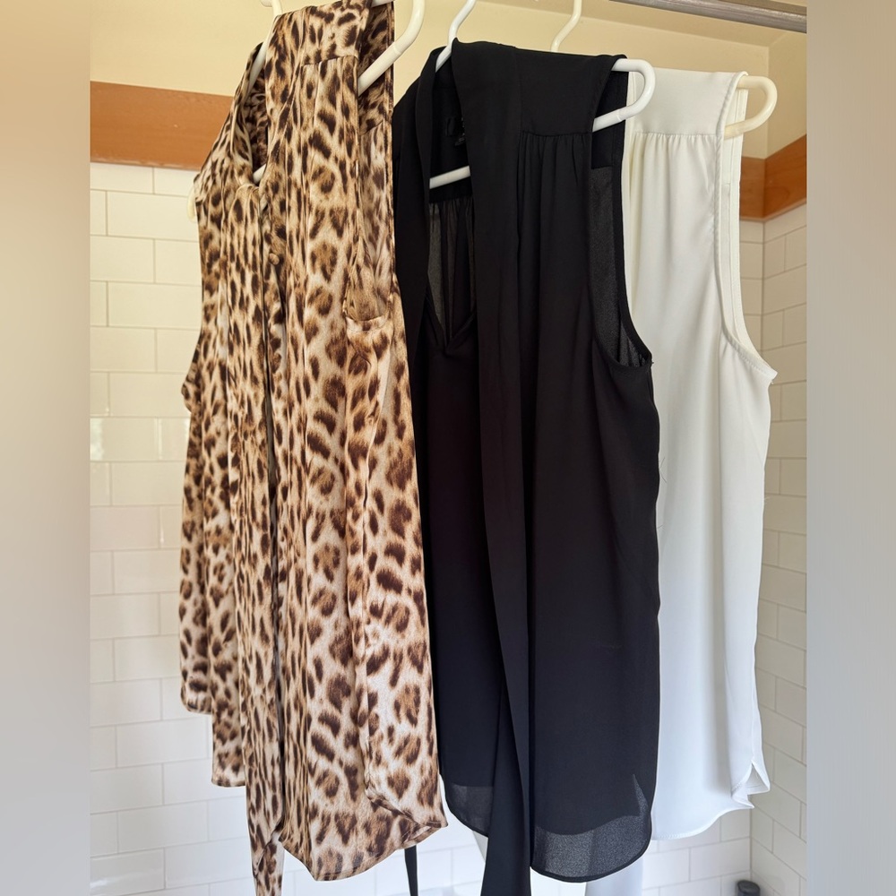 J. Crew Leopard Print Sleeveless Blouse with Black and White Tanks